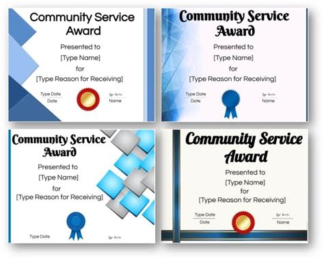 Free Printable And Editable Community Service Award