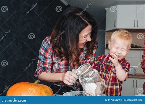 mom and little son in the kitchen stock image image of home kitchen 117355129