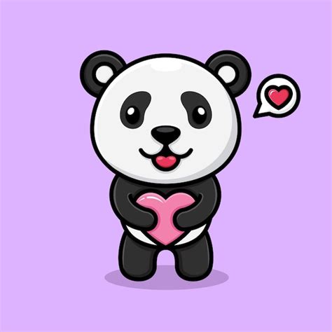 Premium Vector Cute Cartoon Panda Hugging Love With Both Hands