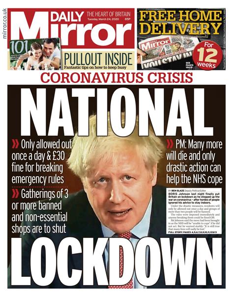 Daily Mirror March 24 2020 Newspaper Get Your Digital Subscription