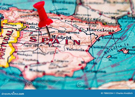 Madrid Spain Pinned On Vintage Map Of Europe Stock Photo Image Of