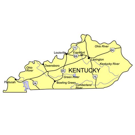 Kentucky Us State Powerpoint Map Highways Waterways