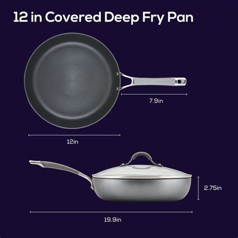 Circulon Elementum Hard Anodized Nonstick Deep Frying Pan With Lid 12