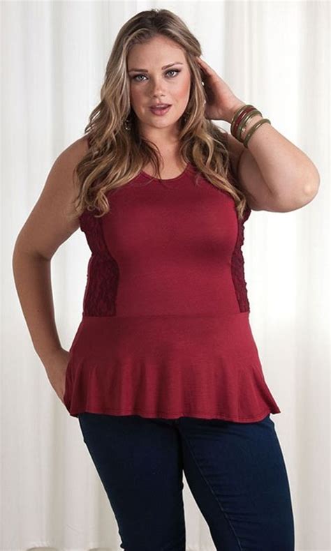 A Flattering Plus Size Peplum Top With Lace Boho Inspired Accents The