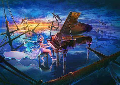 2560x1440px Free Download Hd Wallpaper Anime Girl Playing Piano