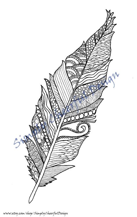 Feather Tangle Printable Coloring Page Adult Coloring Page