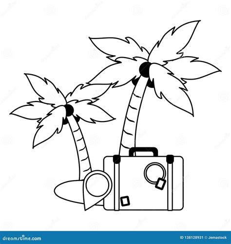 Tourism And Travel Black And White Stock Vector Illustration Of Leisure Business 138128931