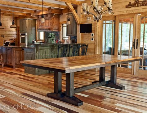 For instance, a round table fits well in a farmhouse dining room because it gives you a lot of flexibility to arrange the seats around the table. CUSTOM Reclaimed Wood Dining Table- Wormy Chestnut-Barmwood-Rustic Wood- Farmhouse Table-Trestle ...