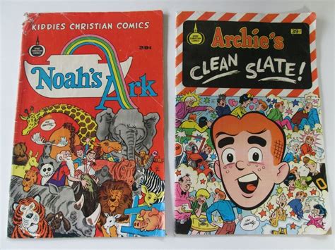 2 Spire Kiddies Christian Comics Noahs Ark 1975 Archies Clean Slate
