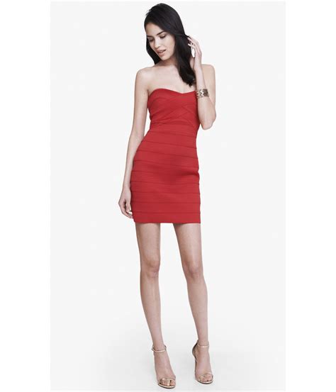 Lyst Express Strapless Bandage Mini Dress In Red