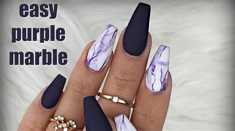 Purple Matte Marble Nails 💜 Youtube