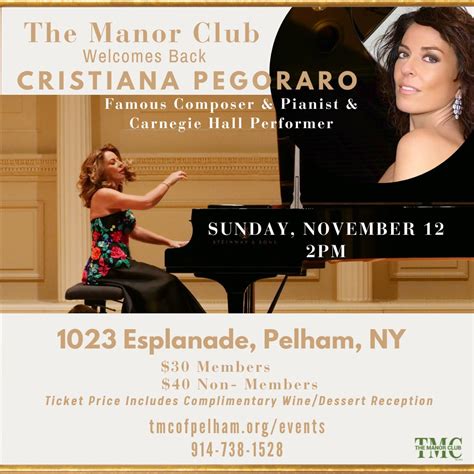 Nov 12 Cristiana Pegoraro Internationally Acclaimed Pianist