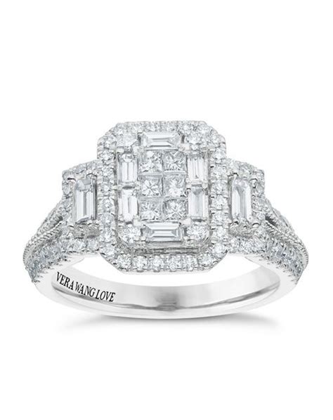 Vera Wang 18ct White Gold 095ct Total Diamond Cluster Ring Wedding