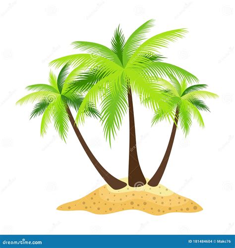 Island Palm Trees Isolated On White Background Stock Vector