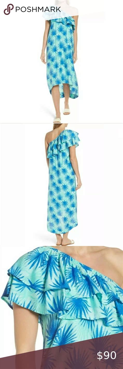 Vineyard Vines Palm One Shoulder Dress Blue Maxi Blue Maxi Dress