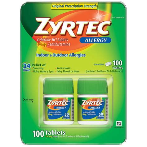 Zyrtec Allergy 10mg Tablet 50 Tablet Bottles 2 Ct