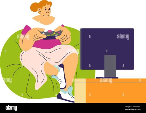 Girl Playing On Playstation Game Stock Vector Images Alamy
