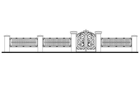 Modern Gate And Fence Elevation Cad Drawing Details Dwg File Cadbull