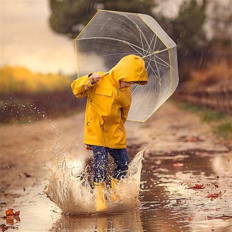 Child Photography In The Rain With Rain Puddles Photography