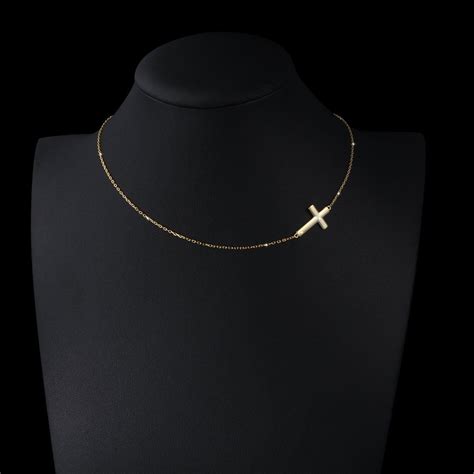 S Sterling Silver Jewelry Sideways Cross Choker Necklace Click Picture For Even More