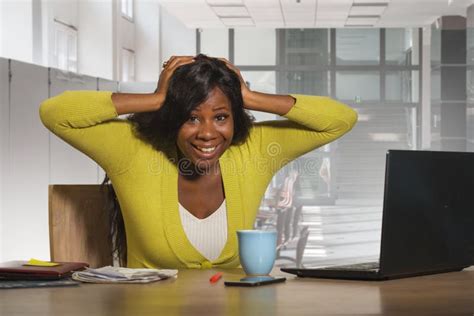 Happy And Attractive Black African American Business Woman Smiling