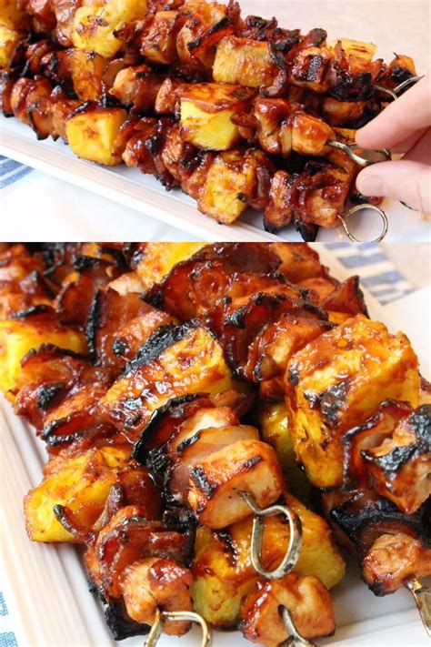 Remove from the grill and baste with reserved sauce. BBQ Chicken Kabobs with Bacon and Pineapple recipe with ...