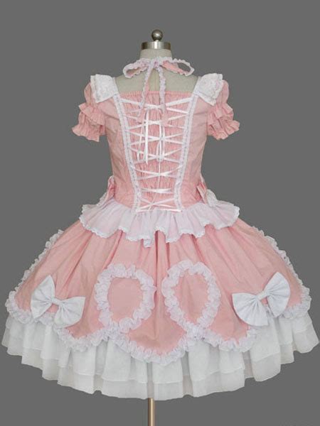 Sweet Lolita Dress Pink Lolita Dress Op Short Sleeve Peplum Ruffle Bow