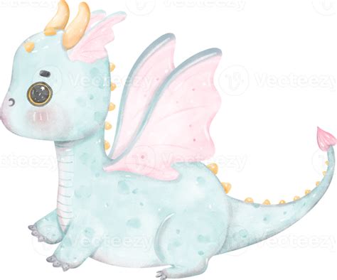 Whimsical Magical Baby Dragon Illustration In Watercolour 22442772 Png