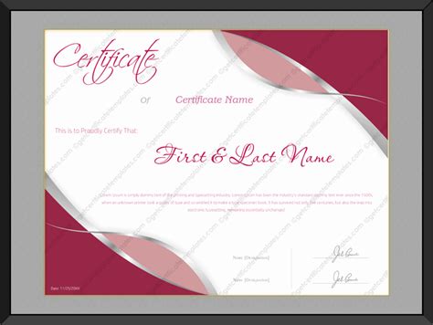 award certificate template   word