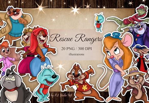 Rescue Rangers Clip Art Chip And Dale Gadget Hackwrench Etsy