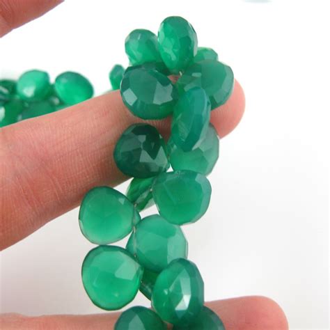 Semiprecious Gemstone Beads 100 Genuine Green Onyx Gemstone Bead