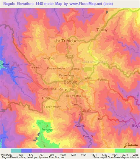 Elevation Of Baguiophilippines Elevation Map Topography Contour