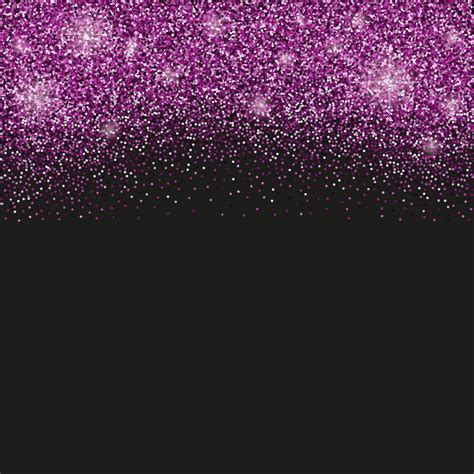 Black Background With Violet Glitter Sparkles Or Confetti And Space For