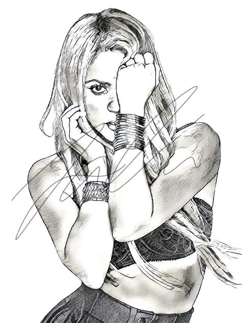 Shakira Sketch Drawing Print Poster Hand Drawn Pencil Singer Shakira