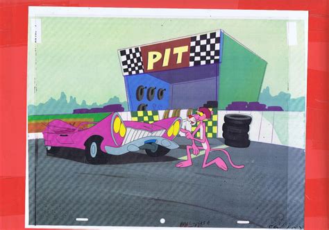 The Pink Panther Show Original Cartoon Production Cel And Copy Background