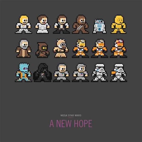 8 Bit Movie Cast Caricatures Star Wars Pictures Star Wars Awesome
