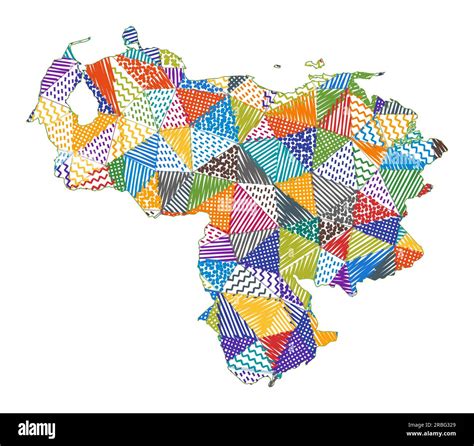 Kid Style Map Of Venezuela Hand Drawn Polygons In The Shape Of