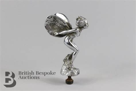 Art Deco Chrome Plated Car Mascot Modelled As A Winged Nymph Approx 13 Cms H Marked Dfs Ncl