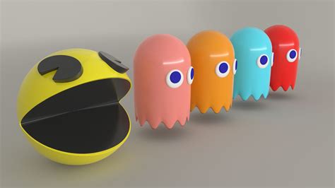 Pac Man With 4 Ghosts 3d Model 9 Blend Free3d