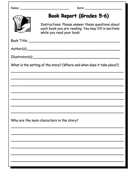 Book Report Template 6th Grade