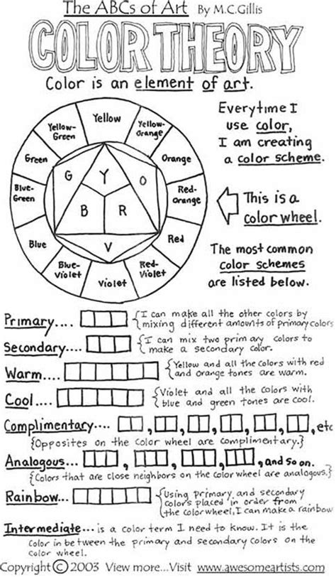 Worksheet On Colour Theory Coloring Worksheets