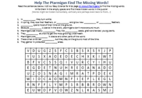 Hidden words in pictures hidden picture puzzles word pictures brain teasers riddles brain teasers for kids spot the difference kids picture whatsapp riddle: Ptarmigans Worksheet - Free Top Online Easy Science Hidden Words Game Printables