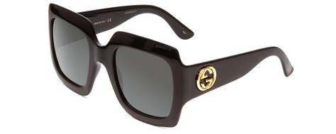 gucci gg0053s lady oversized sunglasses black gold logo grey smoke gradient 54mm designer