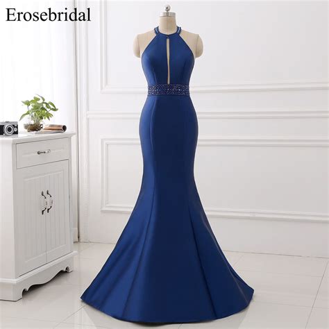 Buy Sexy Halter Royal Blue Evening Dress With Beading