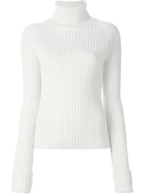 Joseph Ribbed Turtleneck Sweater In White Lyst