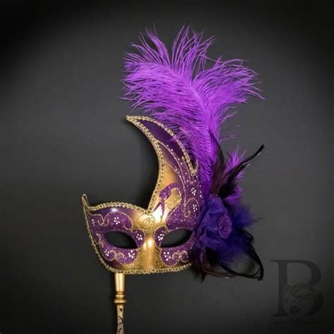 Gold And Purple Venetian Goddess Masquerade Mask Whandheld Etsy
