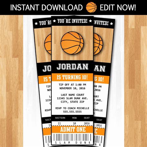 Basketball Ticket Invitation Template Free Luxury Basketball