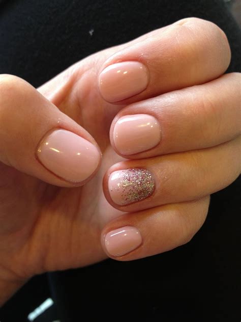 Soft Pink With Silver Gold And Pink Sparkle Accent Nail