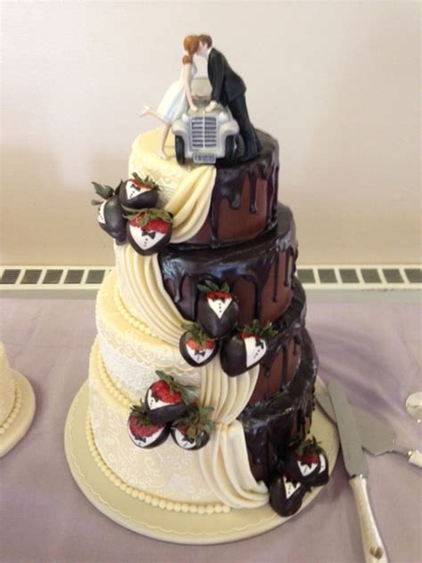 half bride half groom tiered wedding cake