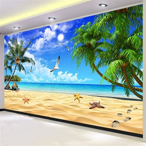 Custom 3d Mural Wallpaper Modern Beach Seaside Landscape